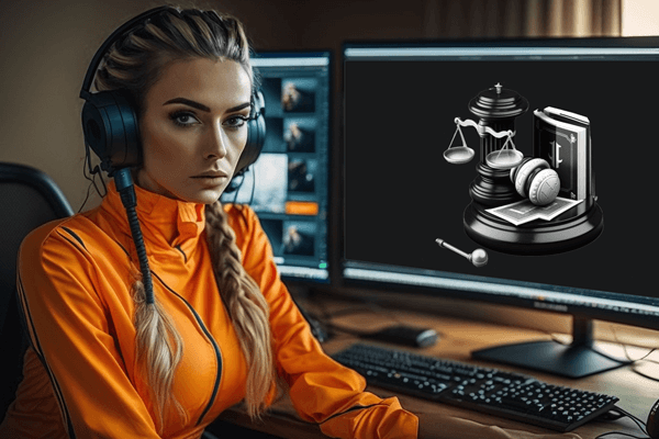 vrouwelijke gamer bekijkt gokwet op internet