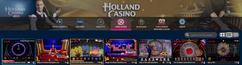 Holland Casino Online live casino sectie